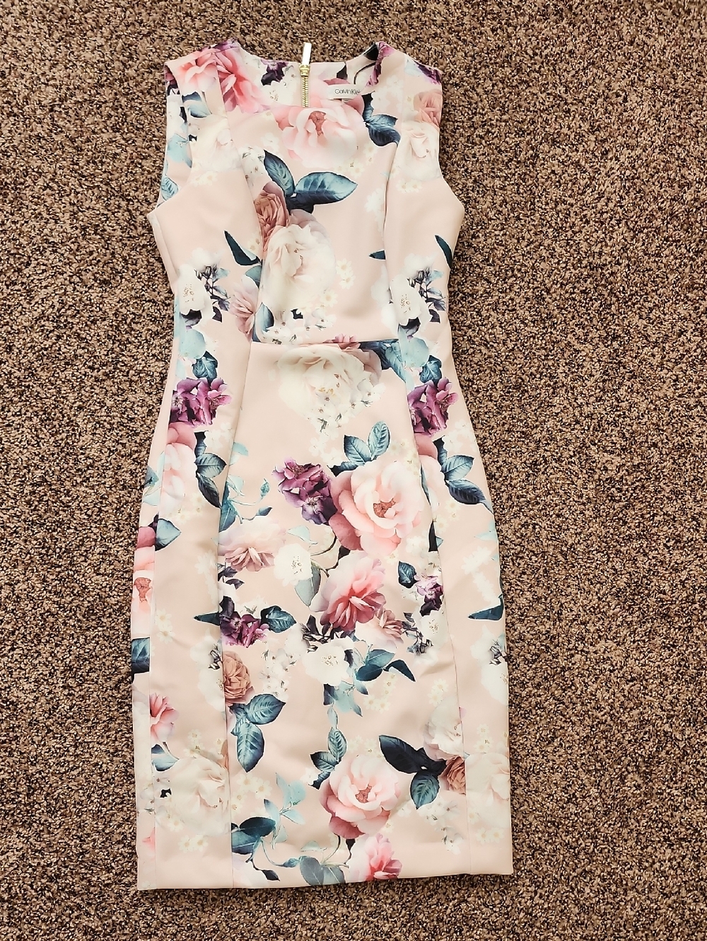 Calvin Klein Pink Floral Midi Sheath Dress